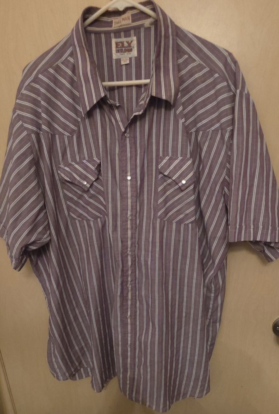 ely cattleman pearl snap shirt xl tall red stripe